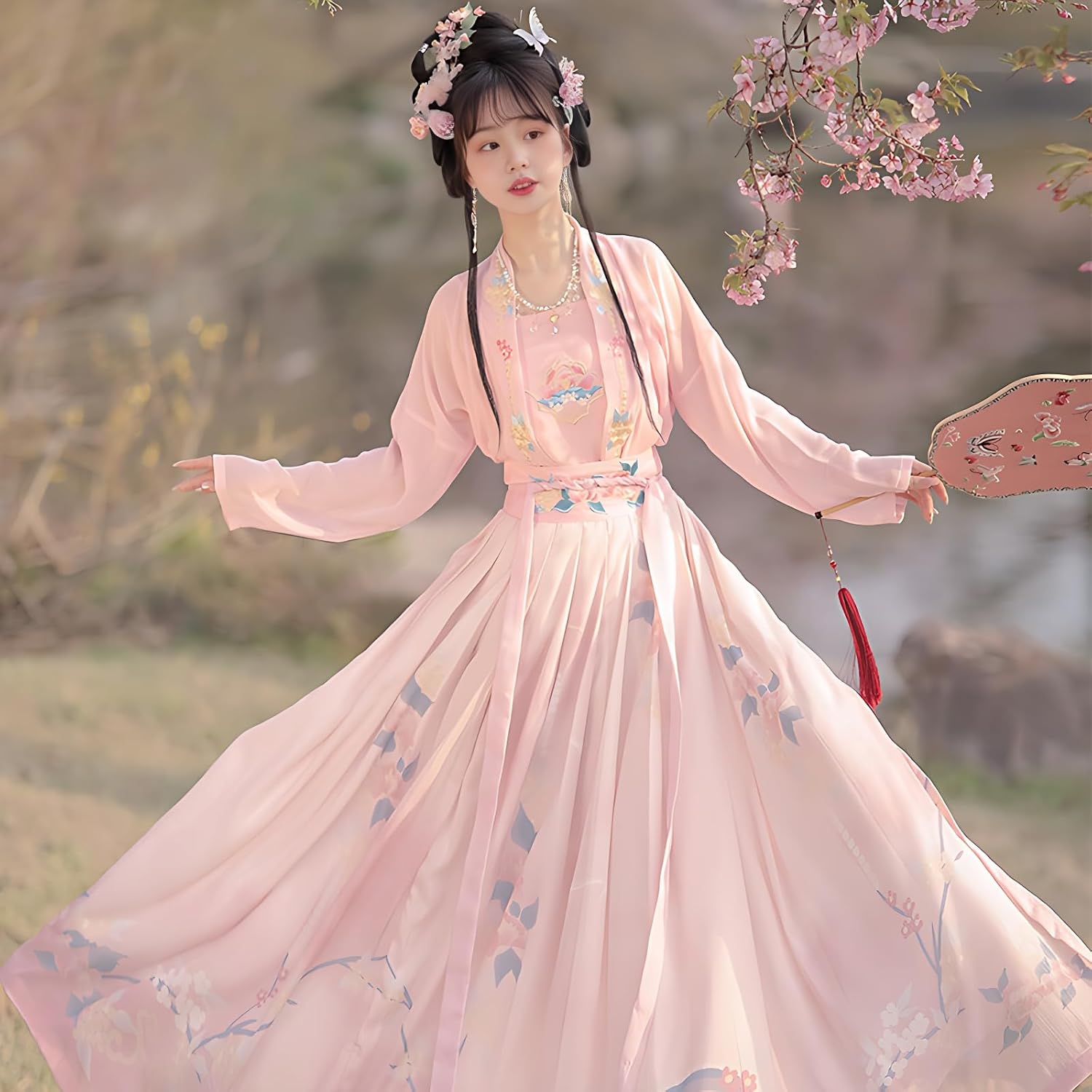 Chinese Traditional Clothing Embroidery Ancient Large Sleeve Shirt Women's Performance Hanfu Dresses