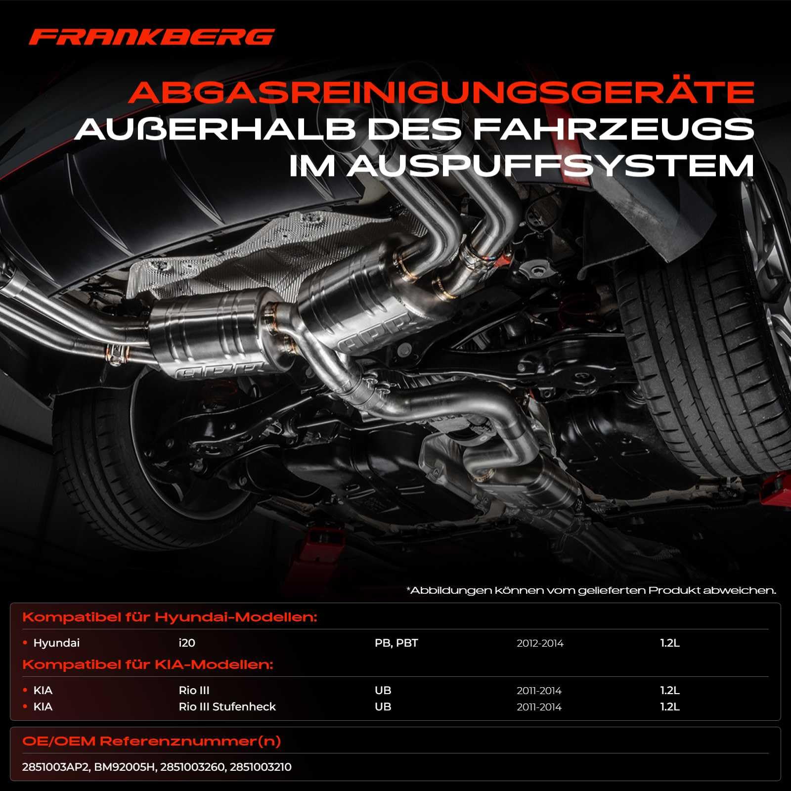 Frankberg Katalysator Benzin Kompatibel mit i20 PB PBT 1.2 2012-2014 Rio III UB 1.2 2011-2014 Replace# 2851003260