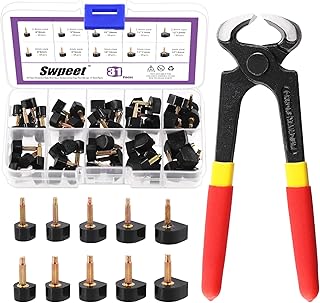 Swpeet 30 Pairs 8x8mm 9x9mm 10x10mm 11x11mm 12x12mm Women's High Heel Shoes Replacement Tips Pin, Women's High Heel Repair Tool Kits 2 Different Pins Diamete with 6" Heel Pliers for Repairing Shoes