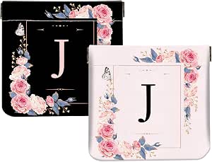 2Pcs Initial Letter PU Leather Small Coin Purses and Pouches for Women, Girls, Men - Letter J