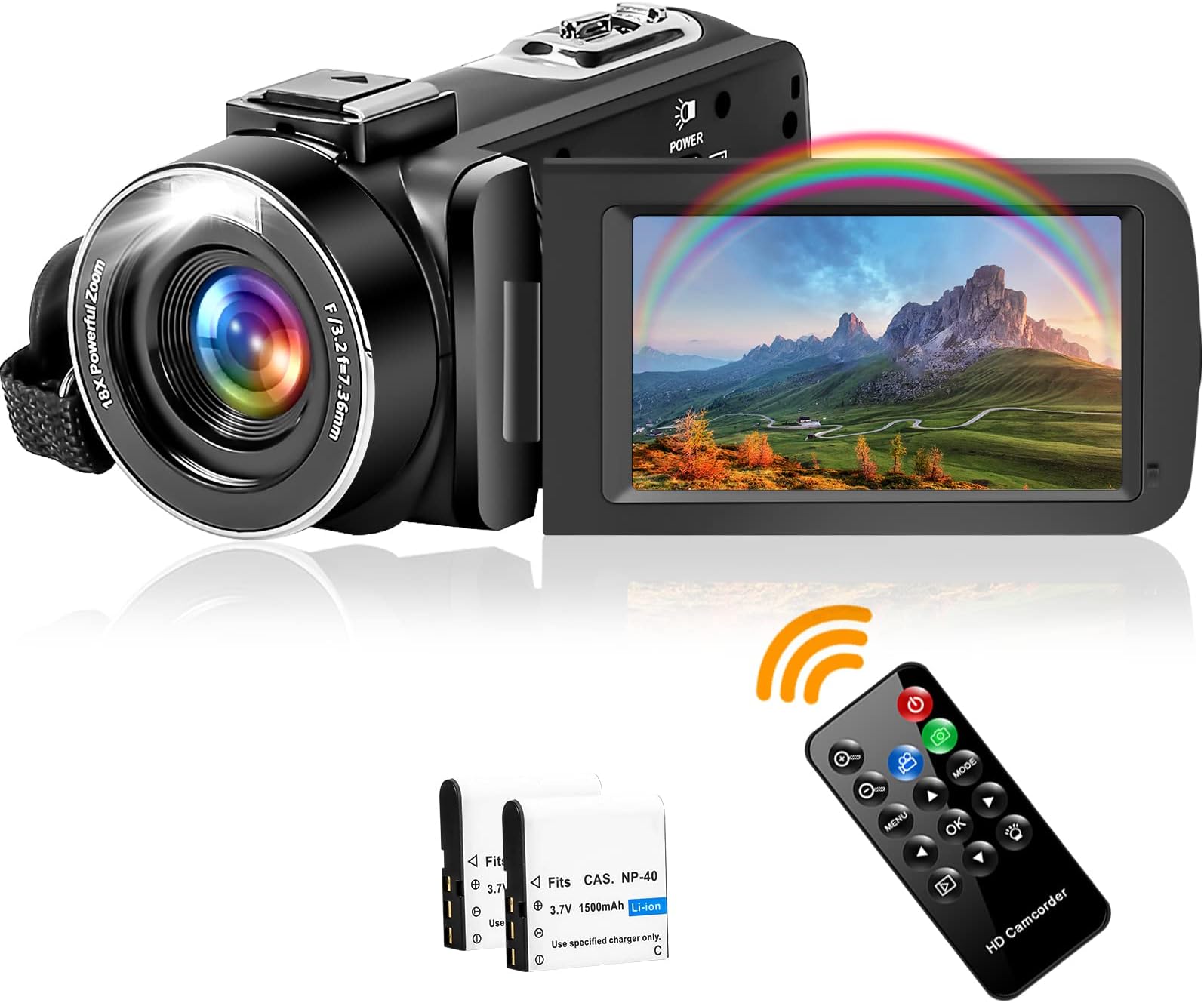 SPPRANDOM 2.7K Video Camera Camcorder 42MP with LED Fill Light, 18X Digital Zoom Camera Recorder 3.0" LCD Screen Vlogging Camera for YouTube with Remote Controller,2 Batteries