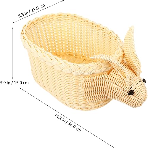 Miniatura 9 de Cesta de Pascua de NUOBESTY con diseño de conejo, cesta de Pascua y caramelos, para guardar decoraciones de Pascua (beige, talla L)