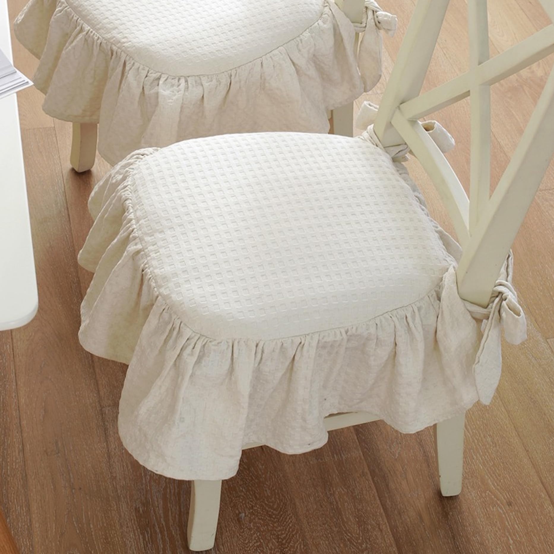 Rüschen- 43 2 x 45 7 cm schäumte Baumwolle Esszimmer mit rutschfestem Band abnebares waschbares Sitzpolster mit Reißverschluss