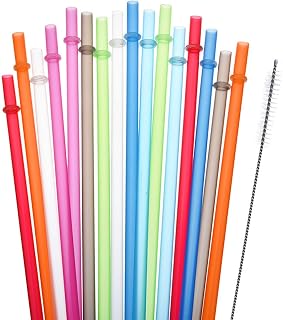 Plastic Straws - 12 Packs Reusable Straws with 1 Brush, 12 Colors, 10.6" Drinking Straws for Tumblers, Cups, Jars