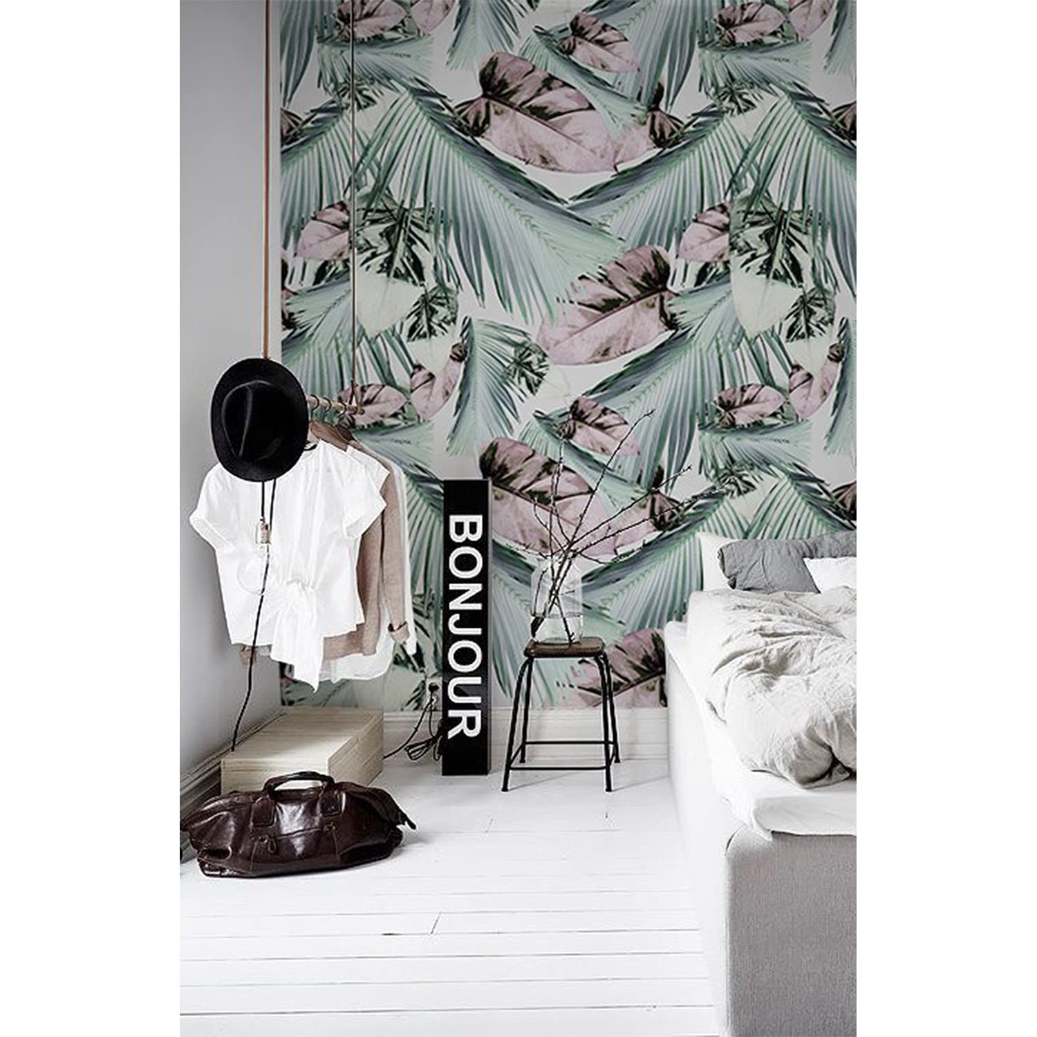 Stickers Muraux Rénovation Facile Sans Colle Papier Peint Feuilles Tropicales