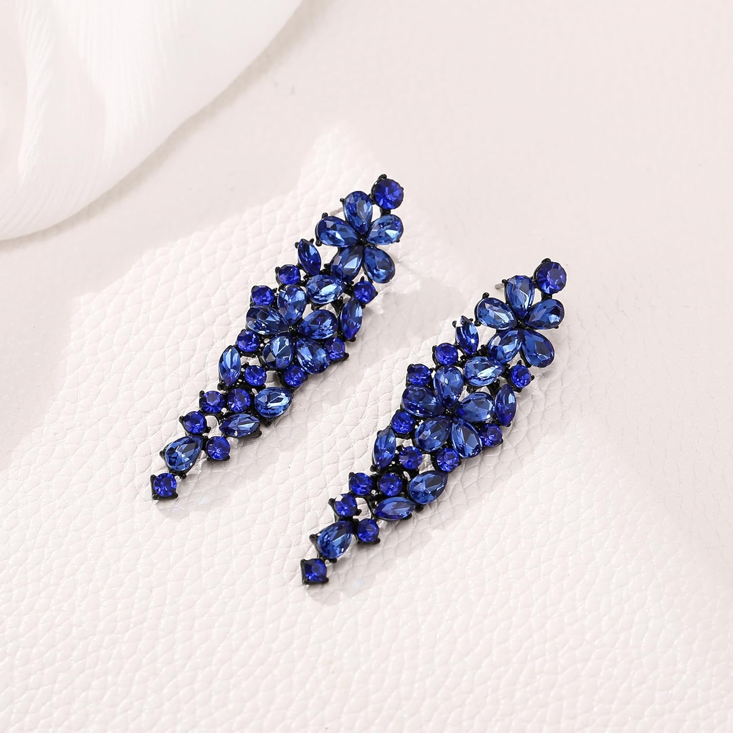 EleQueen Sparkle Marquise Rhinestone Crystal Statement Dangle Earrings for Women, Art Deco Prom Chandelier Jewelry for Wedding Bridal - Image 4