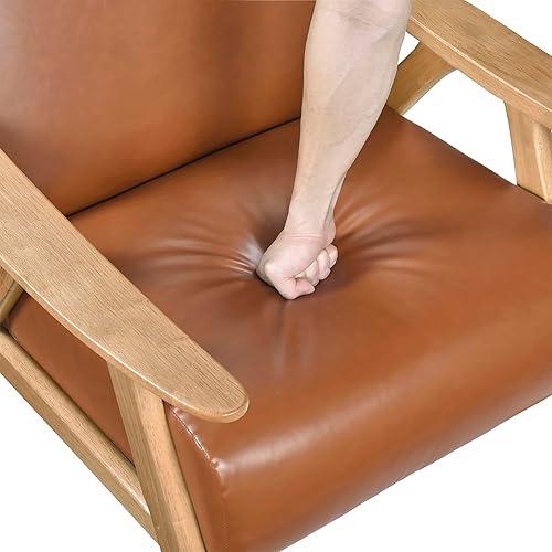 Miniatura 46 de Lexicon Silla decorativa moderna de mediados de siglo con marco de madera maciza en acabado de nogal, sillón tapizado para sala de estar, cojín de