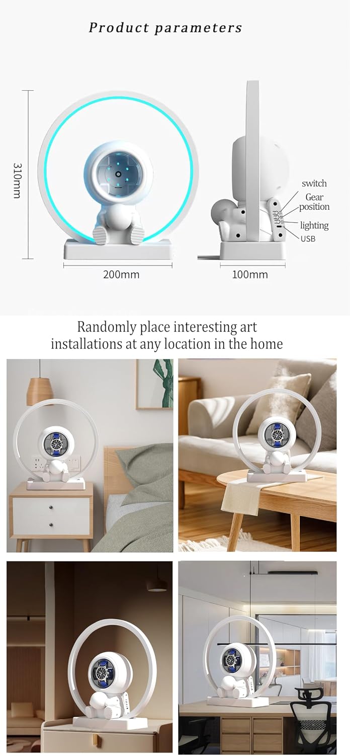 Single Watch Winder for Automatic Watches, Astronaut Design Silent Smart Watch Winder Box with 5 Kinds of LED Atmosphere Lamp (Watch Winder[Astronaut+Atmosphere Light] Set)