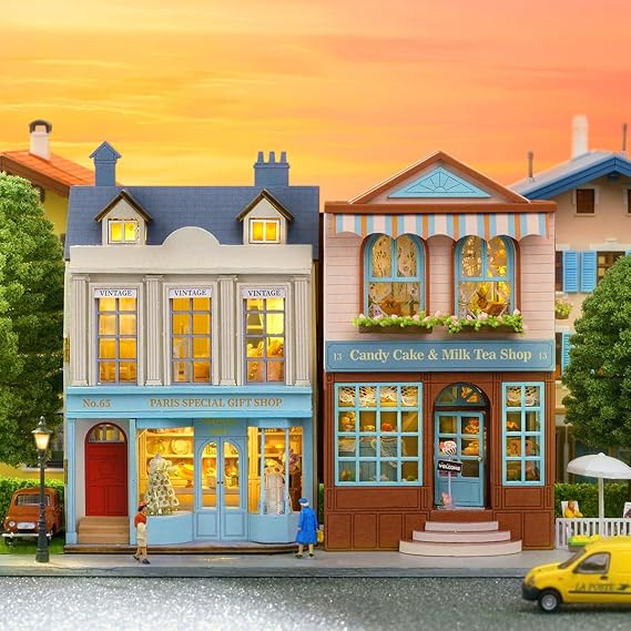 CUTEROOM DIY Miniature House Kit,Wooden Dollhouse Kit,Mini House Making Kit with Furniture,DIY Dollhouse Kit,Birthday Gift for Women and GirlsGift Shop