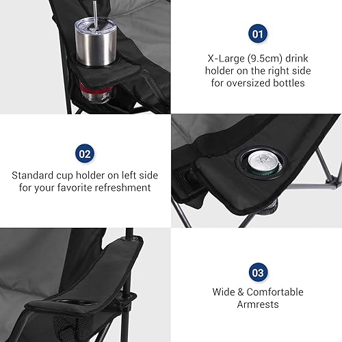 Miniatura 6 de AsterOutdoor - Silla plegable de campamento acolchada con portavasos grandes, organizador lateral y bolsillo trasero para exteriores, campamento,