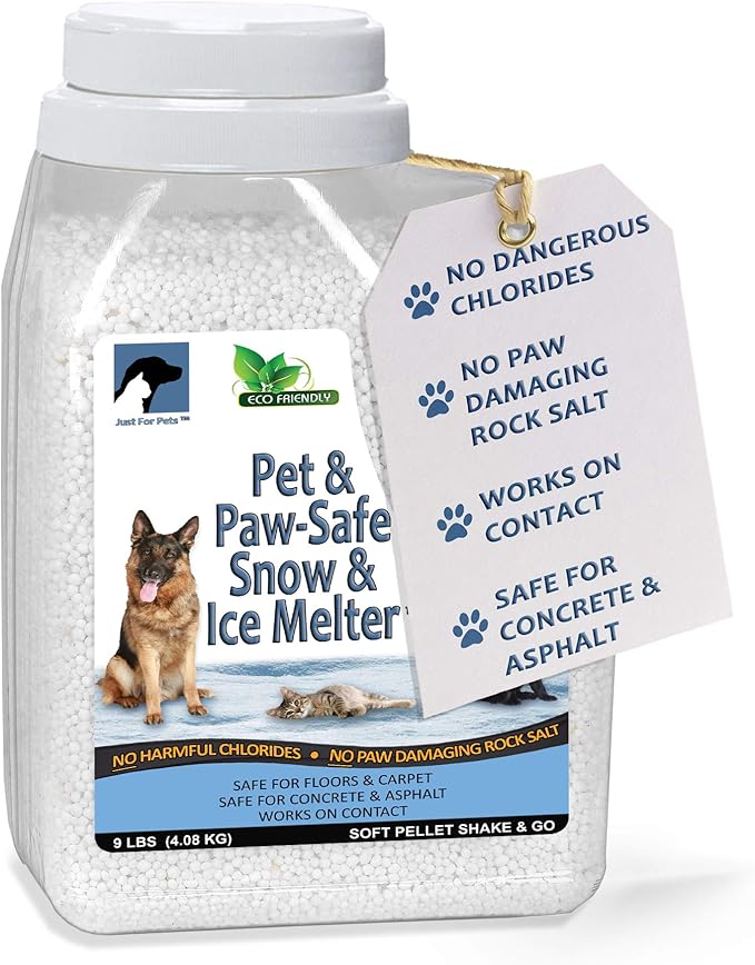 Amazon Com Just For Pets Snow Ice Melter Safe For Pets Paws Contains No Toxic Chlorides Or Painful To The Paw Rock Salt Safe For Dogs Cats Fast Acting