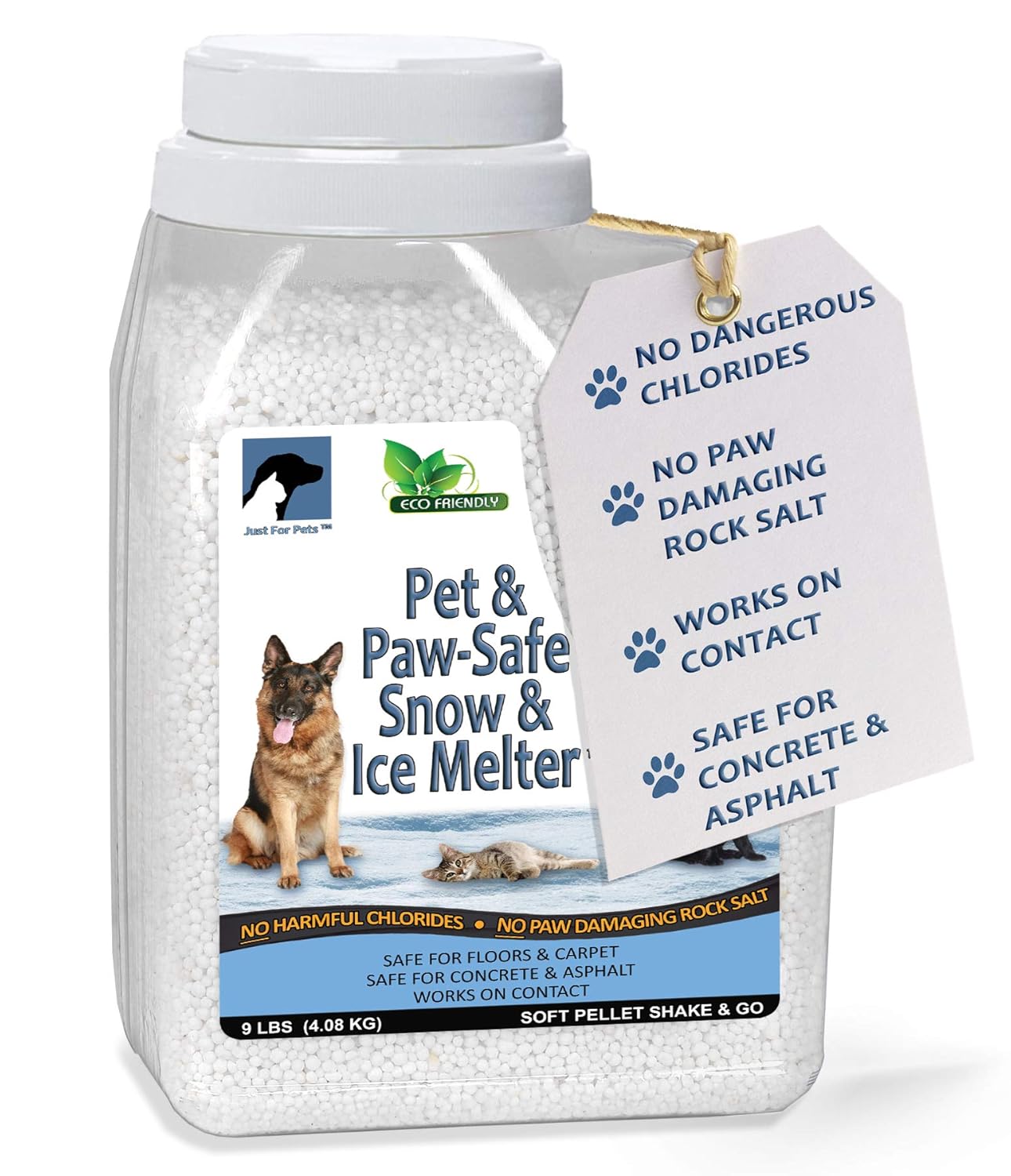 JUST FOR PETS Snow Ice Melter Safe for Pets Paws Contains No Toxic Chlorides or Painful to The