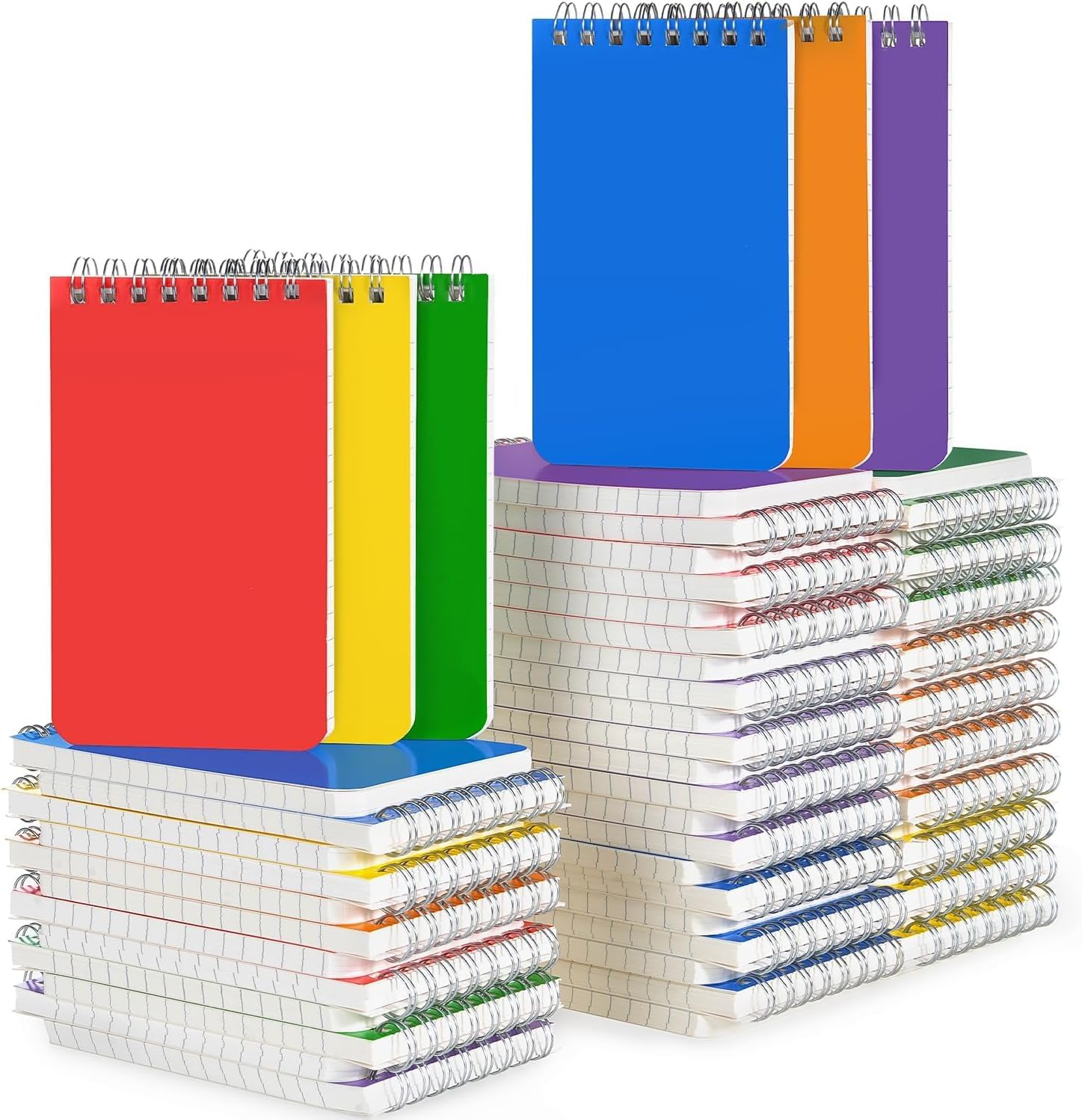 Pocket Notebook Bulk 3x5 Inch, 60 Packs Mini Top Bound Spiral Notepad with Lined Pages, Memo Pads 6 Colored 60Sheets/120Pages (80GSM), Small Notepads for Office, Work, College, Home, Travel