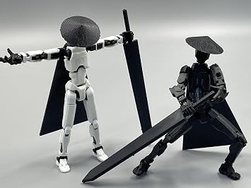 SANSGOUP Titan 13 Action Figure Set (Assembly Completed), 3D Printed Multi-Jointed Movable T13 Lucky13 Dummy Mobile Robot, Nova 13 Action Figures Desktop Decorations for Game Lovers Toy (White/Black)
