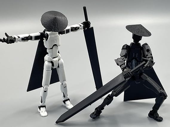 SANSGOUP Titan 13 Action Figure Set (Assembly Completed), 3D Printed Multi-Jointed Movable T13 Lucky13 Dummy Mobile Robot, Nova 13 Action Figures Desktop Decorations for Game Lovers Toy (White/Black)