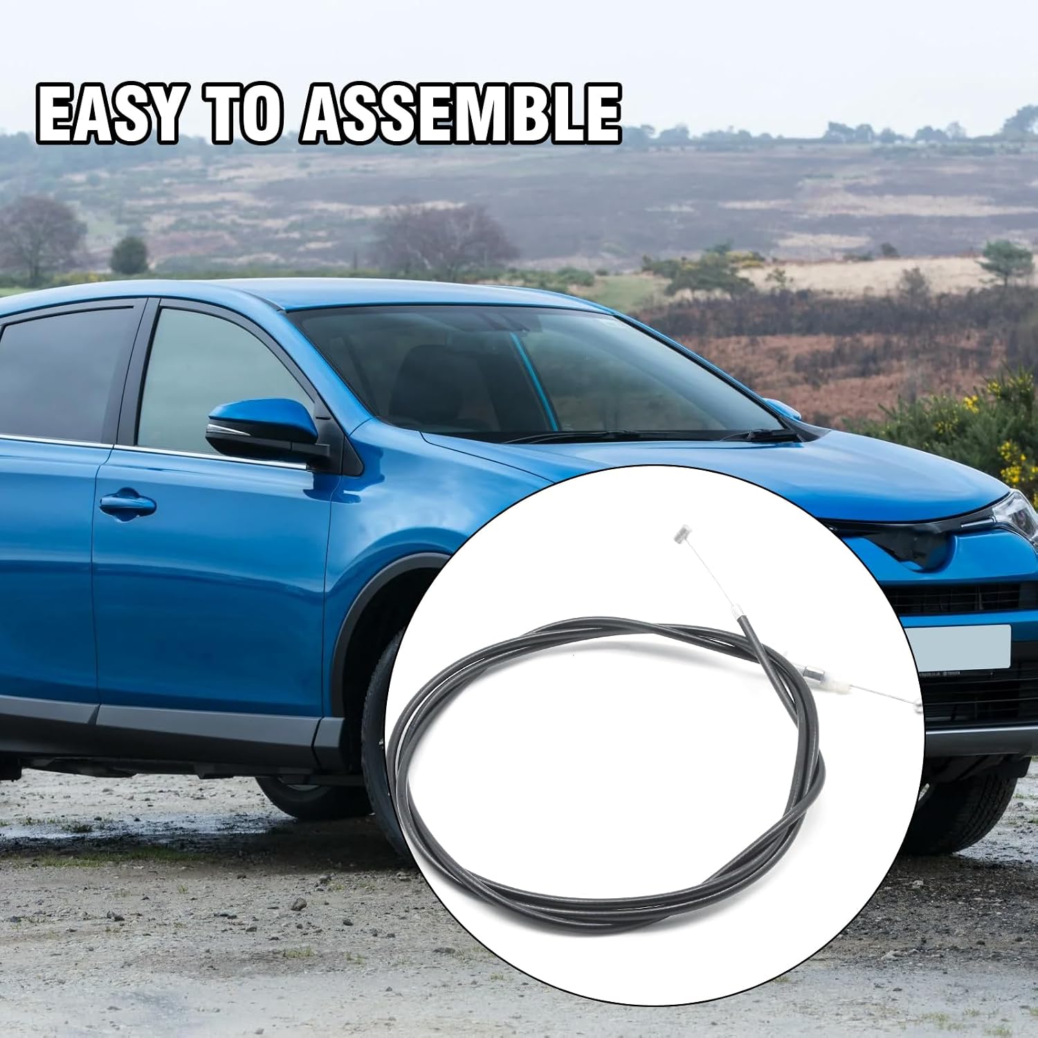 5363042060 Hood Latch Lock Control Cable, Replacement for Toyota RAV4 L Sport 2.4L 2005 Base 2.0L 2001-2003 Base 2.4L 2004 2005 Base L 2.4L 2004, Replaces 53630-42060