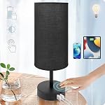 Yarra-Decor Lampe de chevet avec USB Port - Lampe de table à commande tactile pour chambre 3 Way Lampe de table de nuit dimmable avec fond rond blanc pour salon, dorme, bureau à la maison (LED Ampoule incluse)