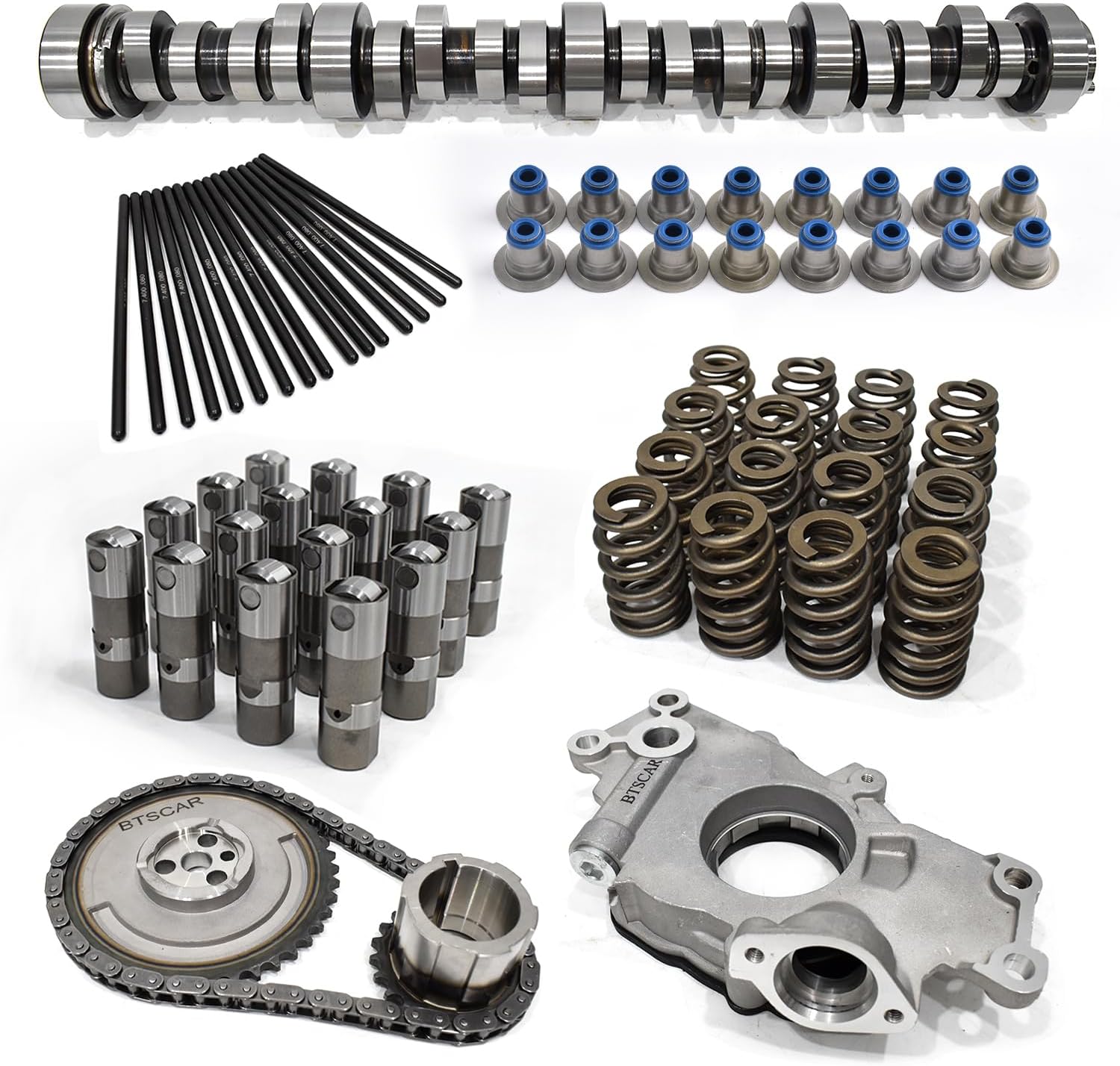 Replace Truck Camshaft Lifters Kits for 1997-2013 GM/Chevrolet Gen 3/4 LS 4.8/5.3/5.7/6.0/6.2 V8 LSx Engine, Includes LS Cam Kit for 5.3, Oil Pump, Timing Chain, Springs, Pushrods