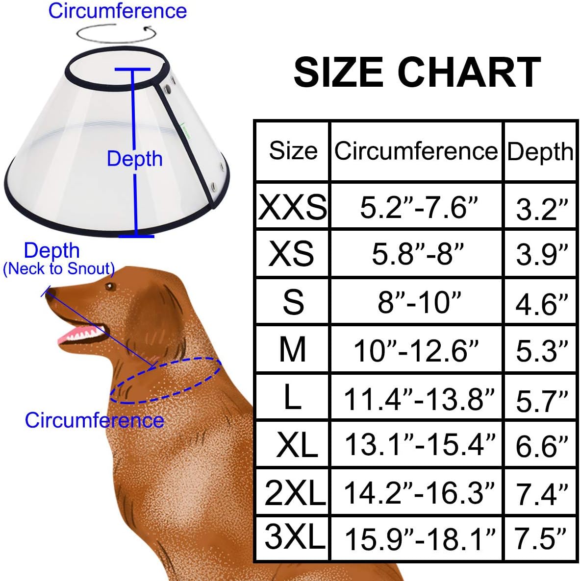 comfy cone size chart