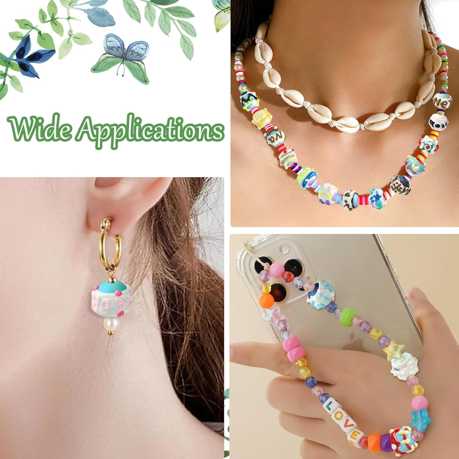 LiQunSweet 17 pcs 17 Colors Bumpy Round Theme Hand Painted Enamel Acrylic Spacer Beads Cute Bubblegum Rondelle Beads for Bracelet Earring Necklace DIY Crafts Jewelry Making - Image 7