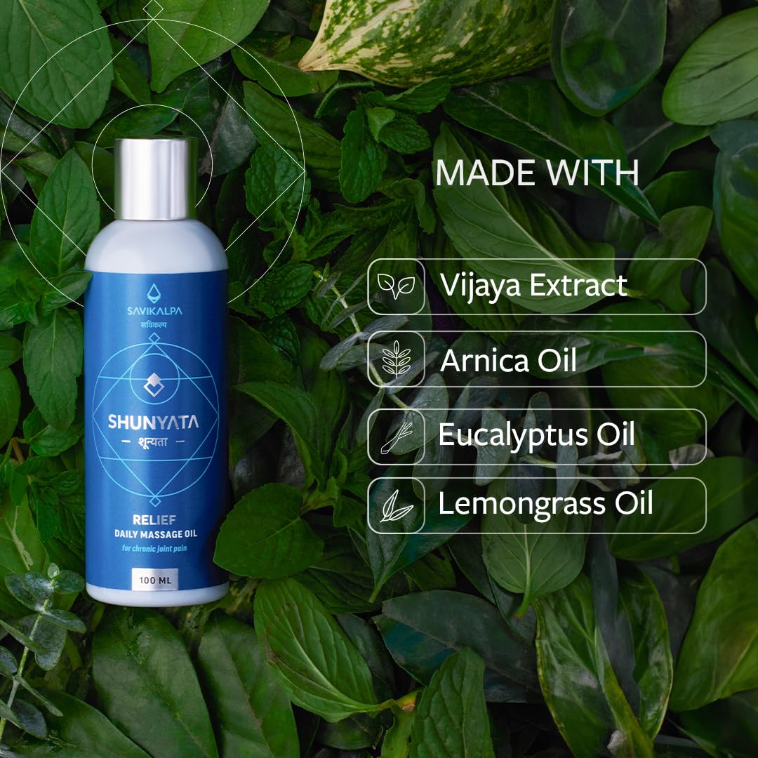 Savikalpa Shunyata Pain Relief Oil to Help Ease Arthritis, Rheumatic Disorders, Joint Pain and Back Pain - 100ml | Massage Oil for Chronic Joint Pains | Helps Improve Joint Health Savikalpa Shunyata Pain Relief Oil to Help Ease Arthritis, Rheumatic Disorders, Joint Pain and Back Pain - 100ml | Massage Oil for Chronic Joint Pains | Helps Improve Joint Health