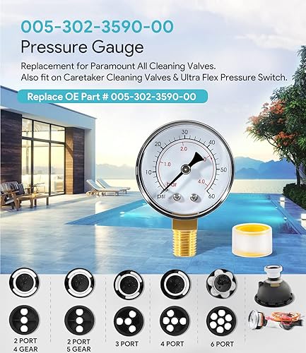 Miniatura 2 de 005-302-3590-00 - Manómetro de repuesto para válvulas de limpieza Paramount todas las válvulas de limpieza, válvulas de limpieza Caretaker e