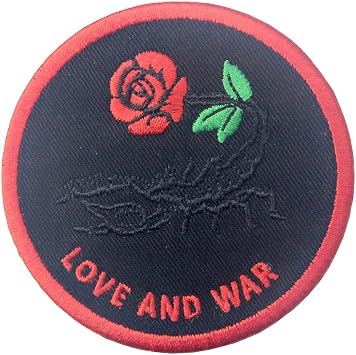 Patches Love and War Scorpion and Rose Applique Embroidered Iron On Sew On Emblem