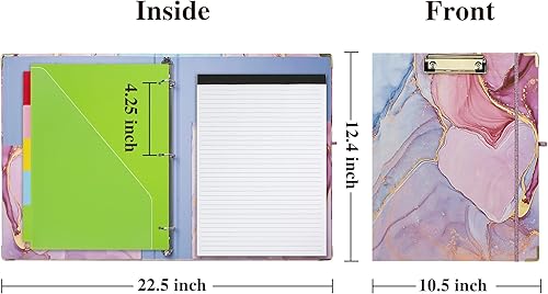 Miniatura 2 de Hiwhy Carpeta de 3 anillos con portapapeles, carpeta de 1 pulgada para tamaño carta de 8.5 x 11 pulgadas, bonita carpeta de portapapeles con bloc de