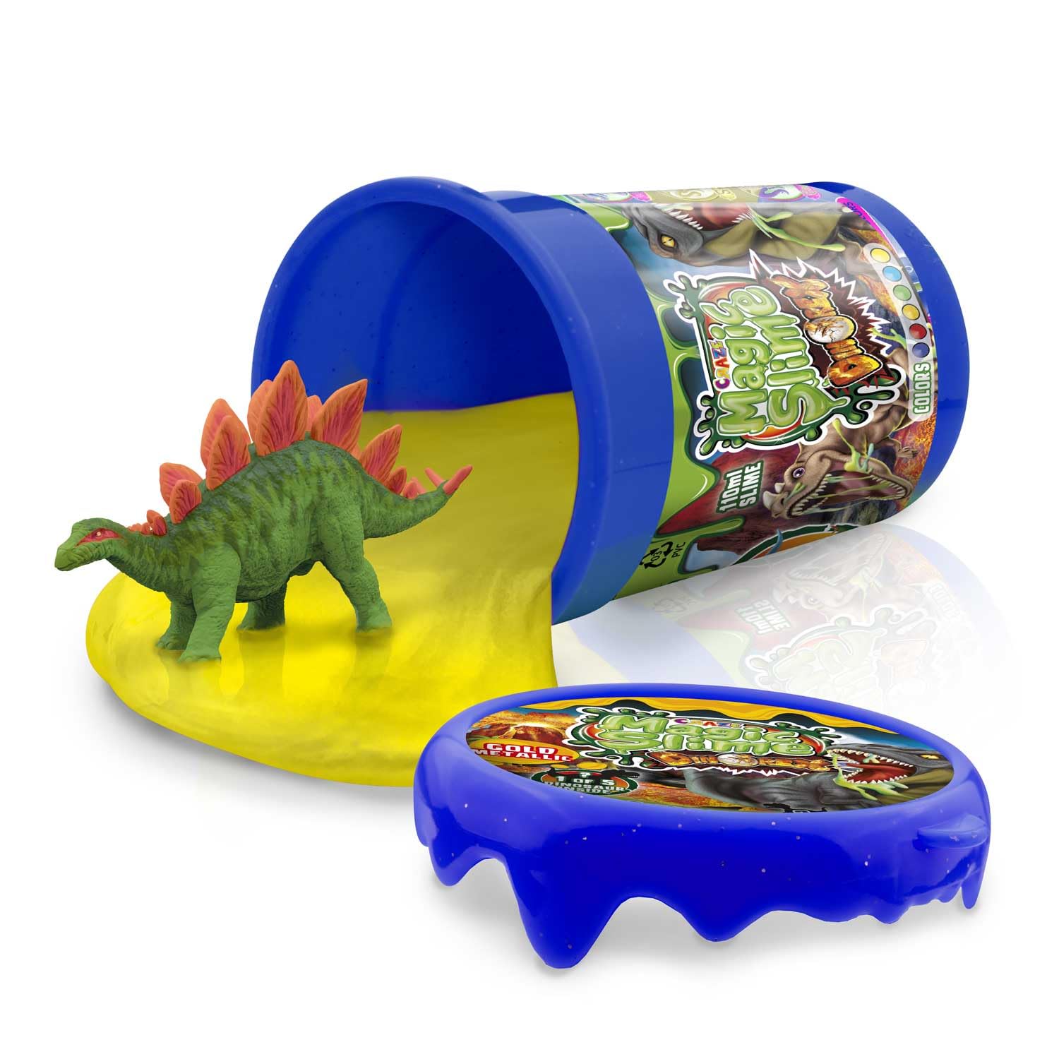 MAGIC SLIME DINOREX magic mud for kids clay in tin 150 g gold with dino figure 15483