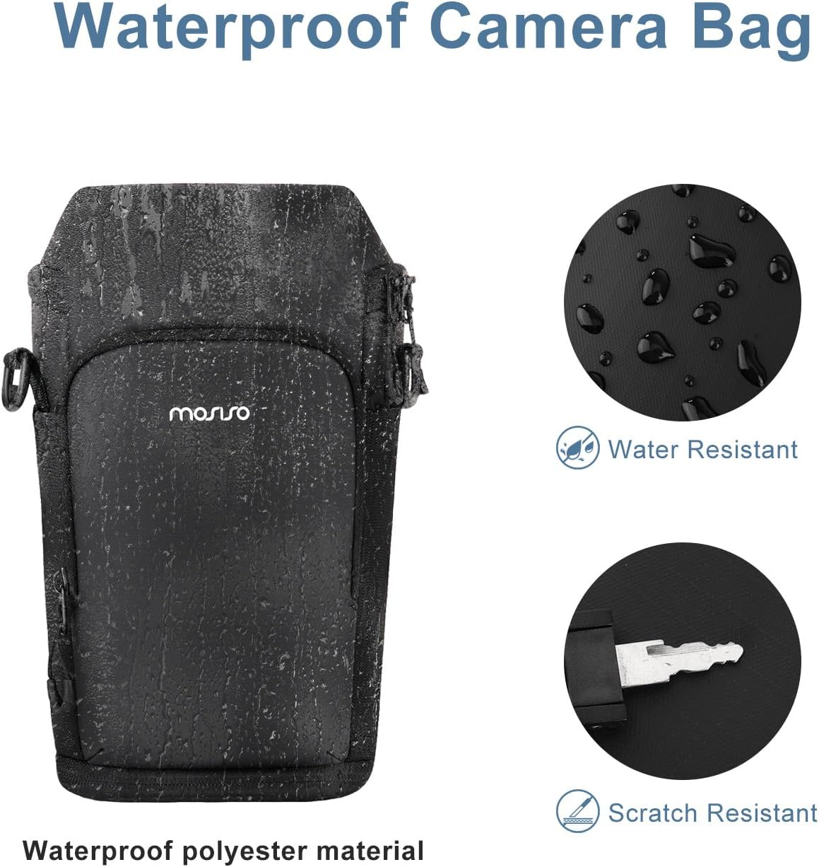 MOSISO Camera Bag, Top Access Crossbody Shoulder Bag for DSLR SLR Cameras with Lens Kit, Padded Camera Case with Expandable Bottom Layer, Photography Bags Compatible with Canon/Nikon/Sony, Black - Image 3