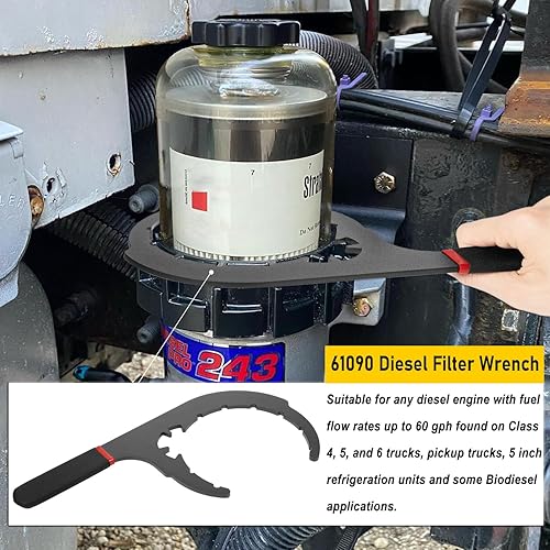Miniatura 2 de Llave de filtro de combustible diésel 61090 de 5 pulgadas para camiones Davco Diesel Pro 230, 232, 233, 234, 242, 243 y Shop Pro ST, Clase 4, 5 y 6,
