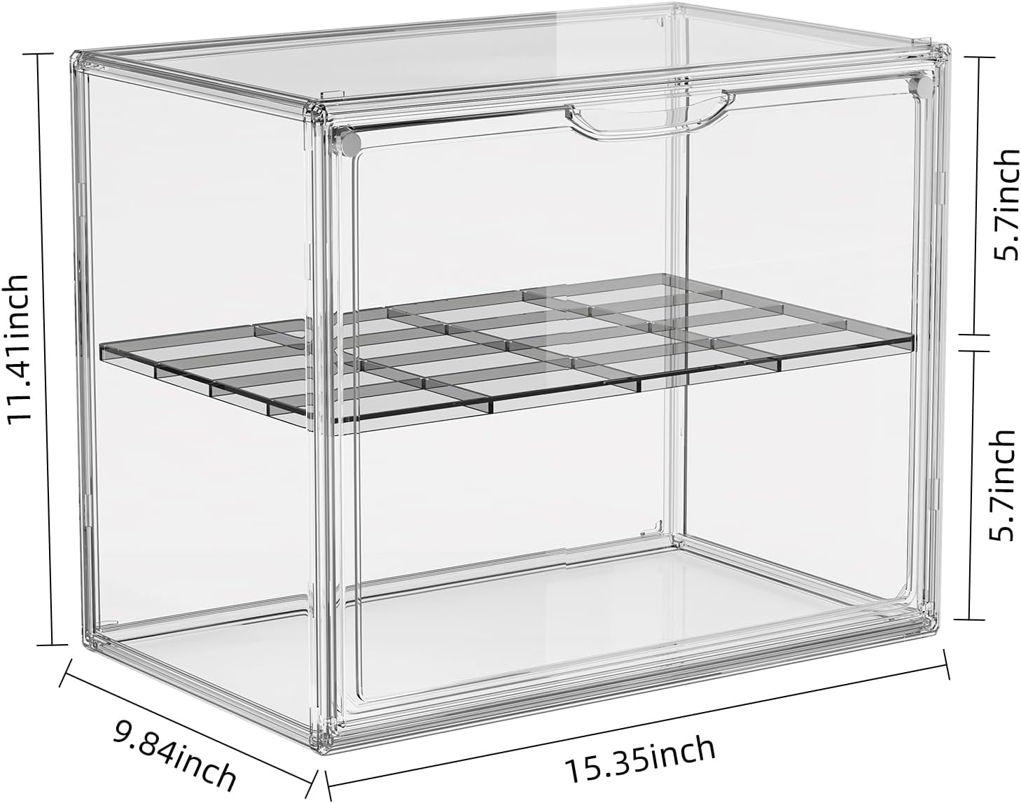 JOYZAN Pastry Display Case, 2 Tier Bread Box for Kitchen Countertop, Acrylic Bread Container with Magnetic Door, Large Bakery Display case for Breads & Muffins 15.3" L x 9.8" W x 11.4" H