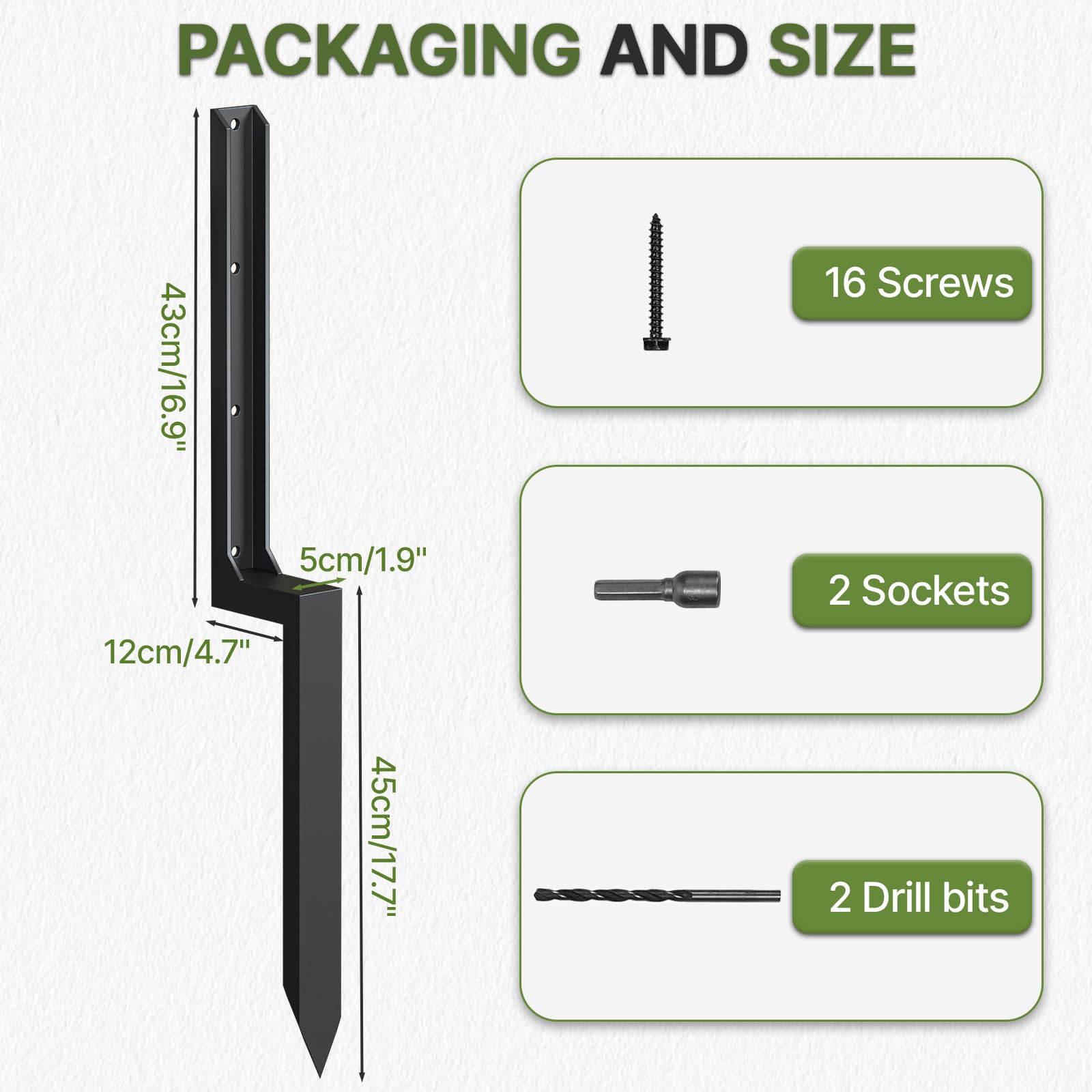 4 Pack Fence Post Repair Tools Kit, 33.5"L × 1.9"W Heavy Duty Metal Fence Stake Stabilizer, Thickened 11Gauge Fence Post Repair Kit for Repair of Broken/Tilted 4x4/6x6 Wooden Posts - 4