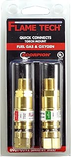 Flame Tech Quick Connector Set, Long-Lasting Stainless Steel Pin Connection, Torch-Type Quick Connector, Ideal Tool Kit for Oxy-Fuel, Size 9/16", Tested in The USA