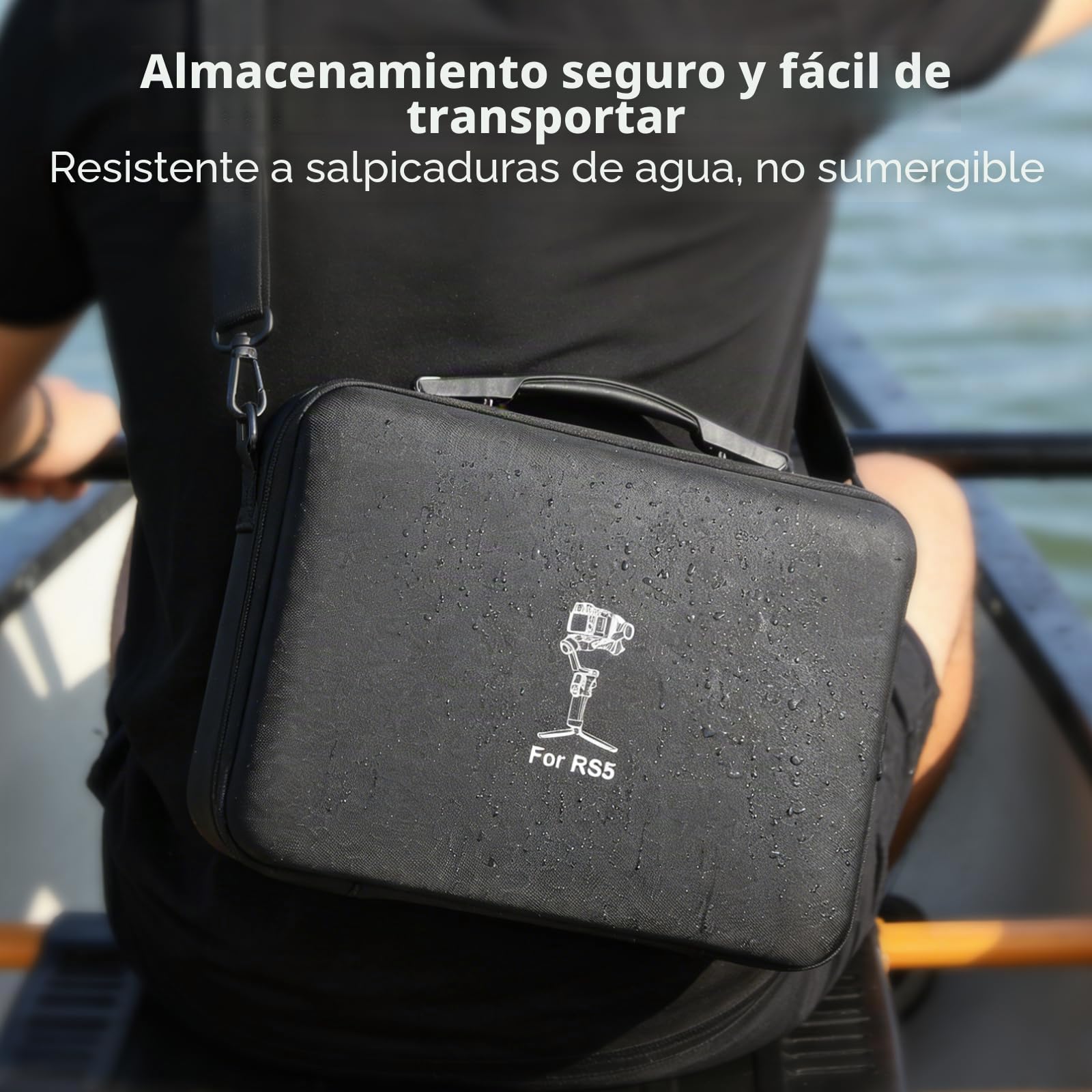 Funda para dji RS 5, Estuche portátil Impermeable para dji RS 5 Combo Incluye Correas de Hombro Ajustables(Negro)