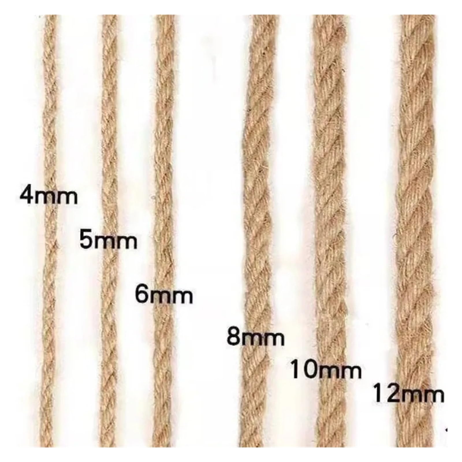 100M 2/5/6mm Corda di iuta Stringa Nastro Artigianato Cordone Spago Filo Cucito Avvolgimento Festa Matrimonio(5MM 100M)