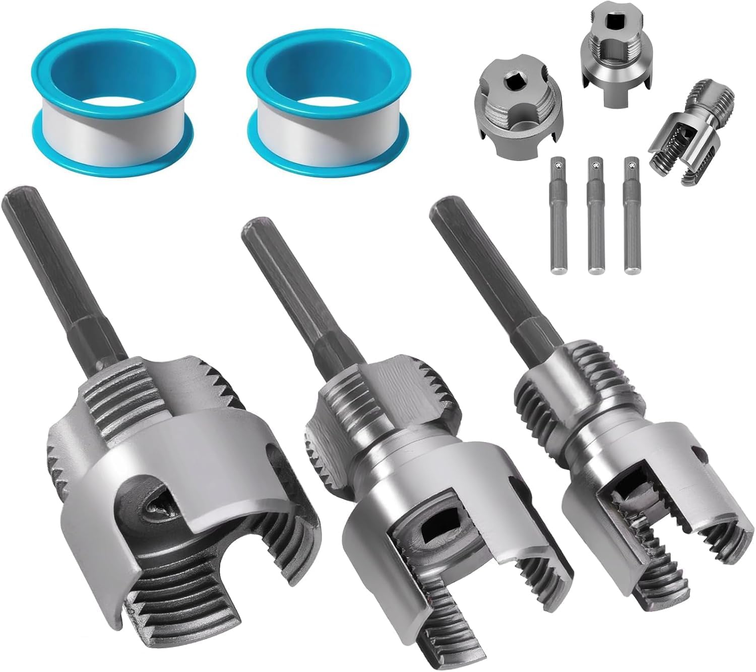 2026 New Pipe Thread Cutting Tool, Internal & External Pipe Threading Tool, PVC Pipe Threader for 1/2", 3/4", 1" Sizes PVC Pipes Suitable for All Electric Drills (3PCS)