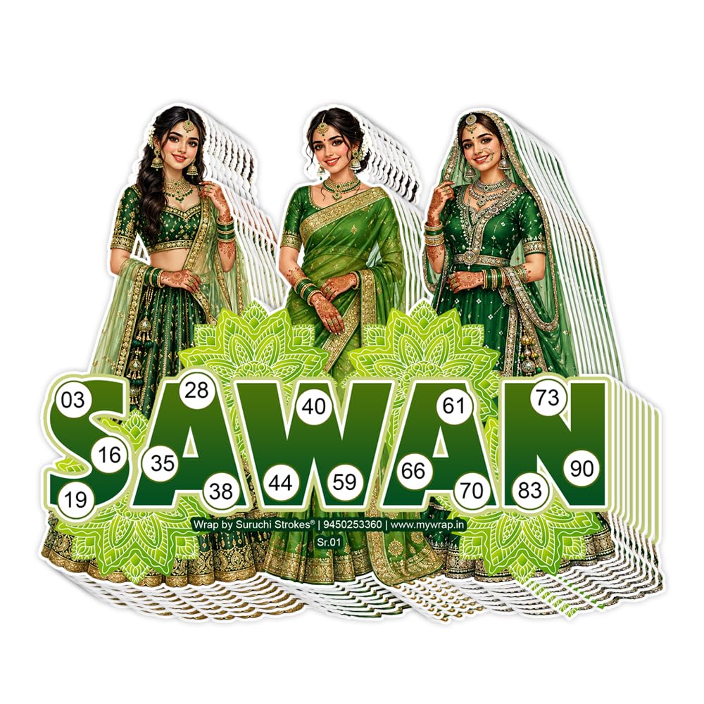 Sawan Theme Tambola Ticket |Kitty Party Sawan Hariyali Teej Housie Game (20 Ticket)-image-22