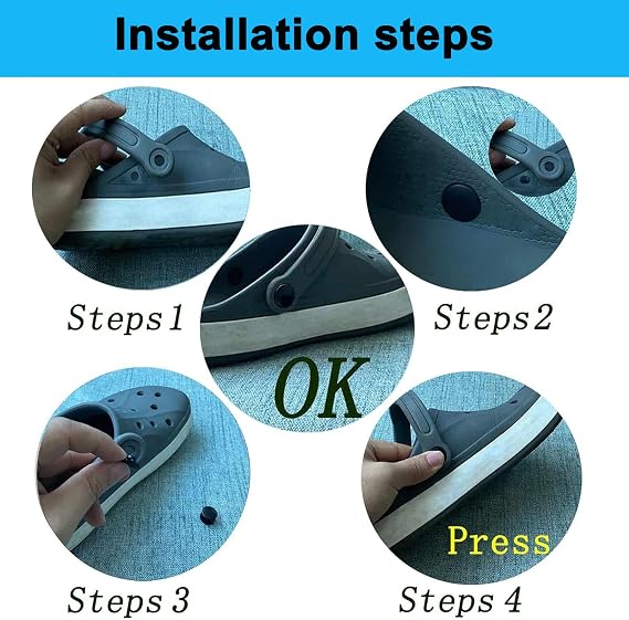 8 Sets Replacement Rivets for Beach Shoe Replacement Button Replacement Parts Compatible for Clog Beach Shoe Strap Repair (Black)