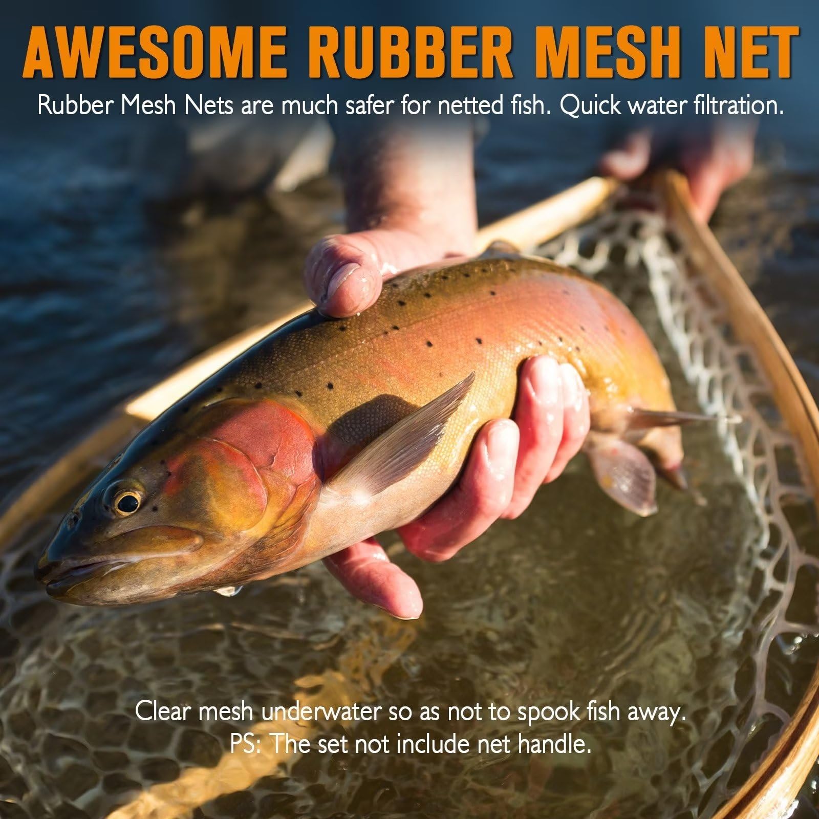 Rubber Fishing Net Replacement Netting Without Handle