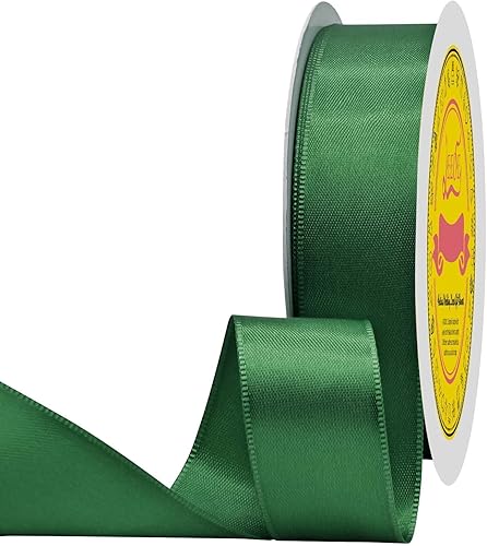 Miniatura 929 de Cinta de satén verde esmeralda de doble cara de 1-1/2 pulgadas x 50 yardas, cinta de poliéster verde esmeralda para envolver regalos, muy adecuada