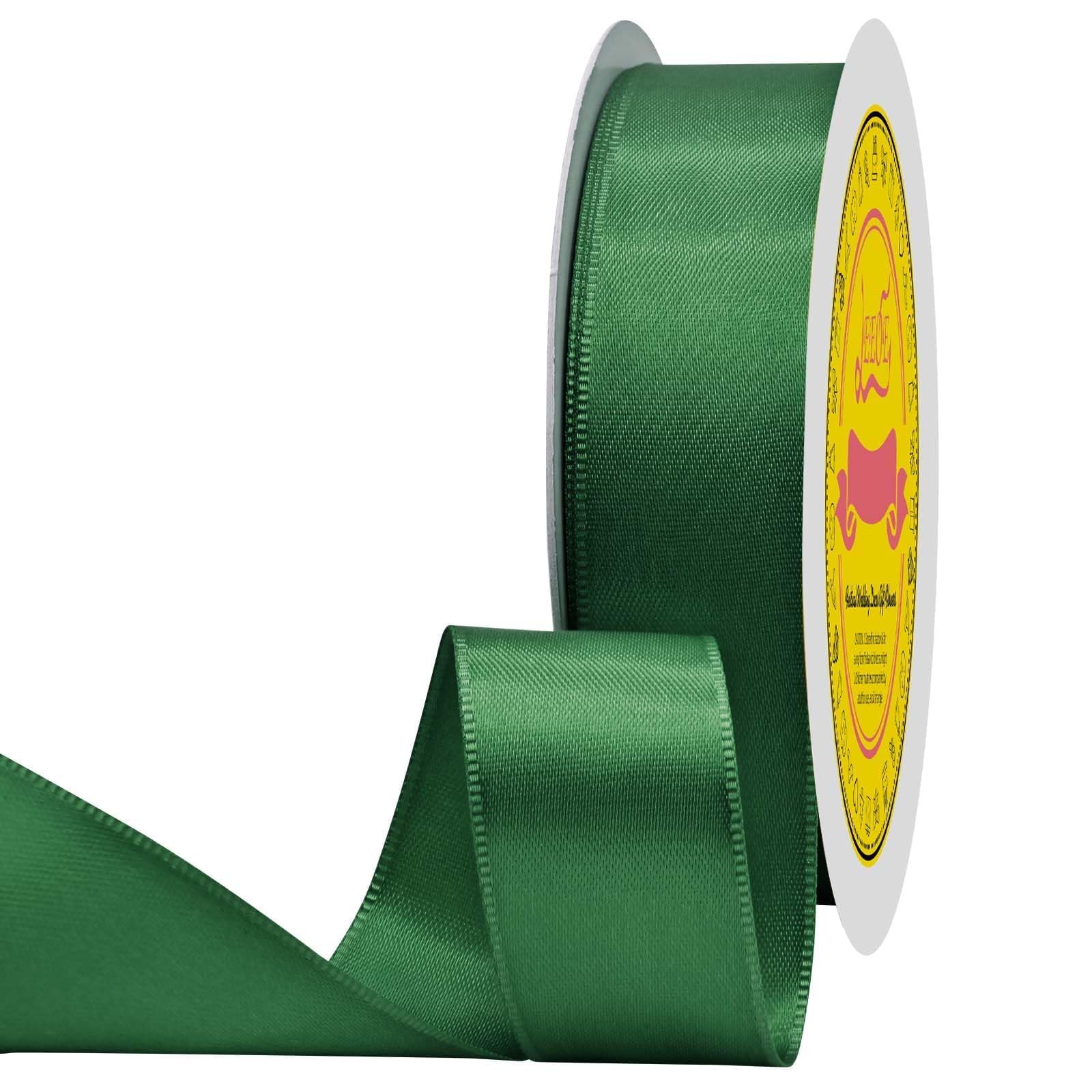 Forest Green Double Face Satin Ribbon 1 inch X 50 Yards Spool Bright Colors Very Suitable for Weddings Gift Package Wrapping Dancer Wand Sewing Party Hair Bow Invitation Decorations and More