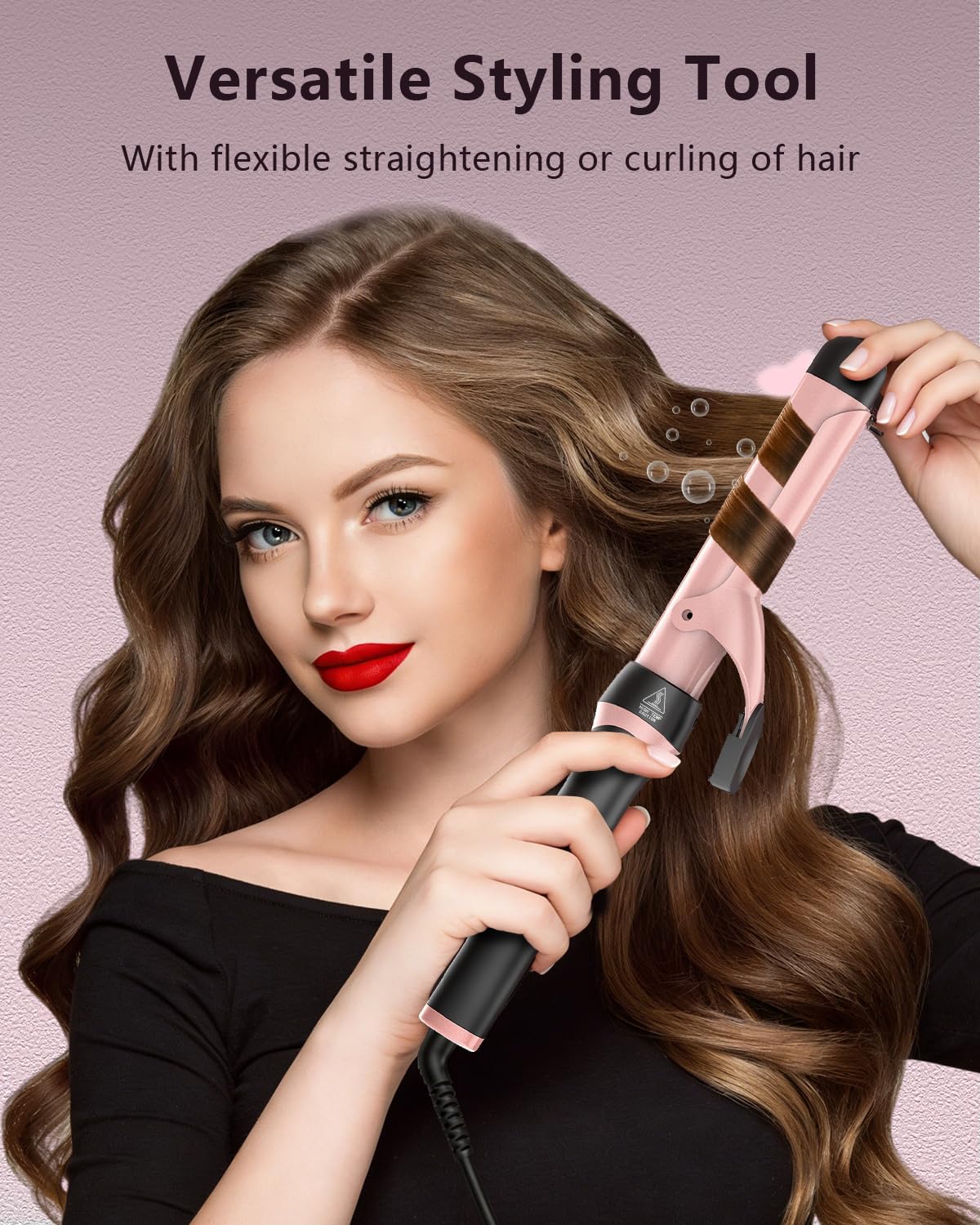 5 in 1 Curling Iron Set,Multi Curling Wand with Flat Iron Hair Straightener and 4 Interchangeable Ceramic Curling Barrels,Gifts for Women, Dual Voltage Hair Curler