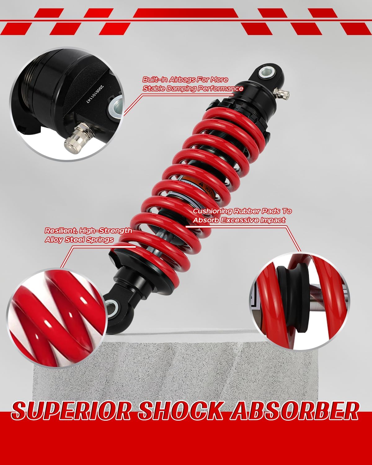 11.02'' 280mm Motorcycle Rear Shock Absorber, Universal Suspension for Dirt Pit Bike Off Road Mini Bike Scooter, Vintage Red