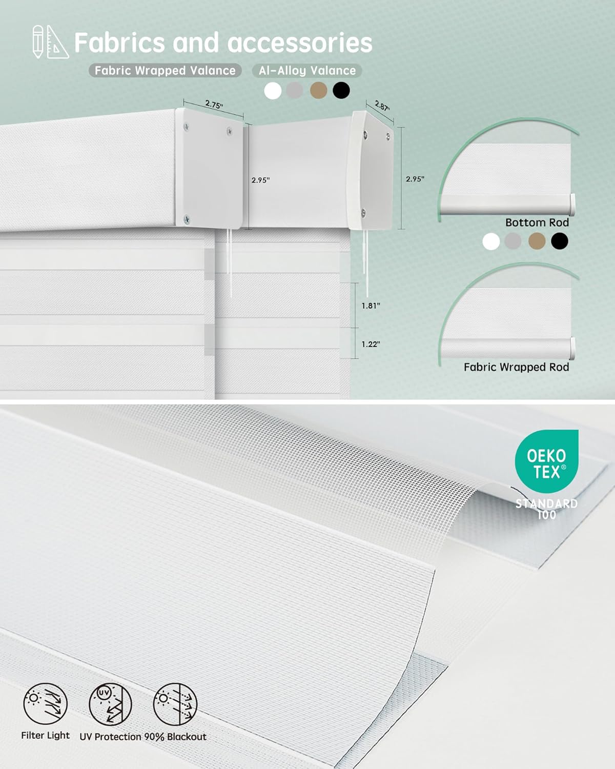 Yoolax Motorized Blinds with Remote, Motorized Zebra Blinds Compatible with Alexa, Privacy Motorized Blinds, Zebra Shades for Windows Custom Size(V-Haze Narrow White)