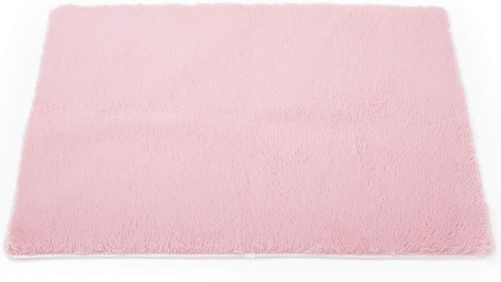 TTLOJ Rectangle Rug for Play Tent, Decorative Area Rug, Fluffy Soft Mat Pad for Kids' Playhouse, Nursery, Children's Room Decor, Dormitory Velvet 50.5" Lx38.5" W Pink