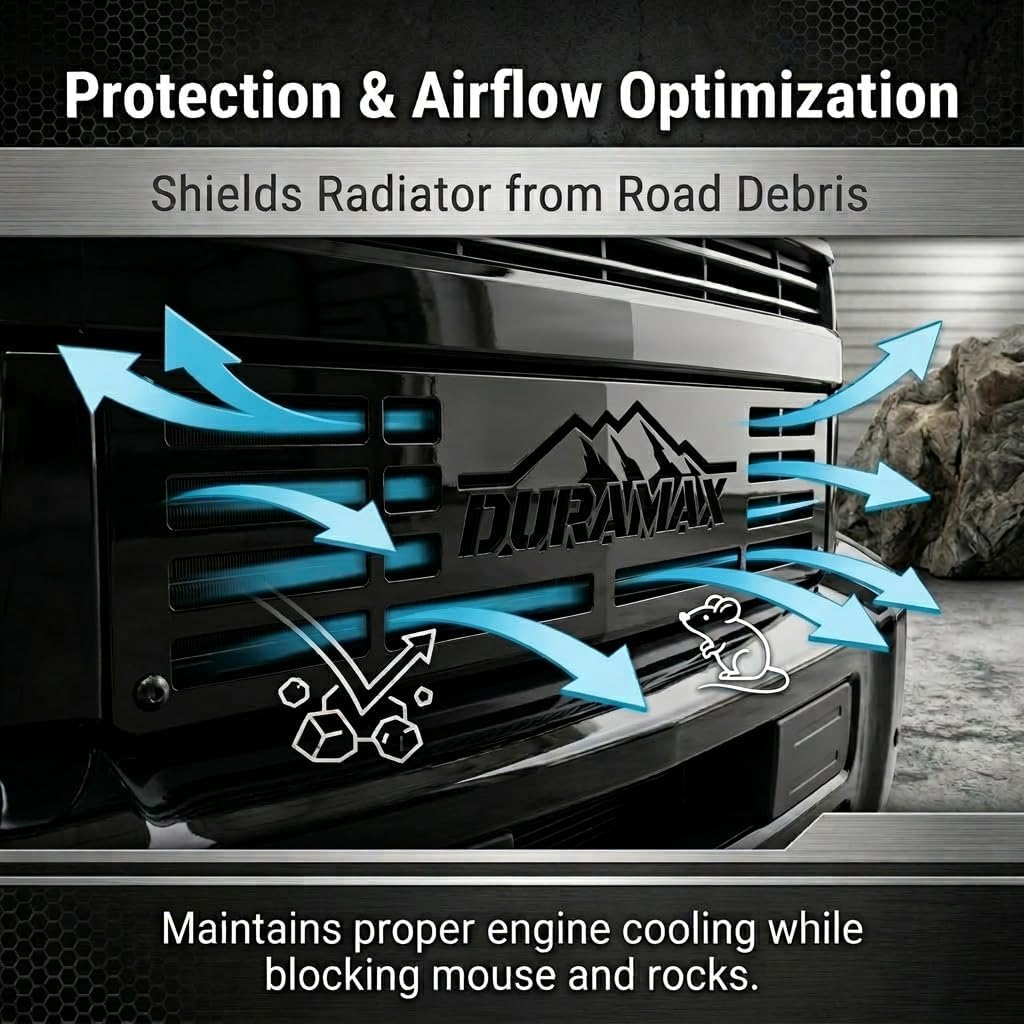 Fit for 2015 2016 2017 2018 2019 Chevy Chevrolet Silverado 2500 3500 HD Front Bumper Grille Insert Accessories/Lower Grille Cover & Bug Guard with Glossy Black Coated Stainless Steel