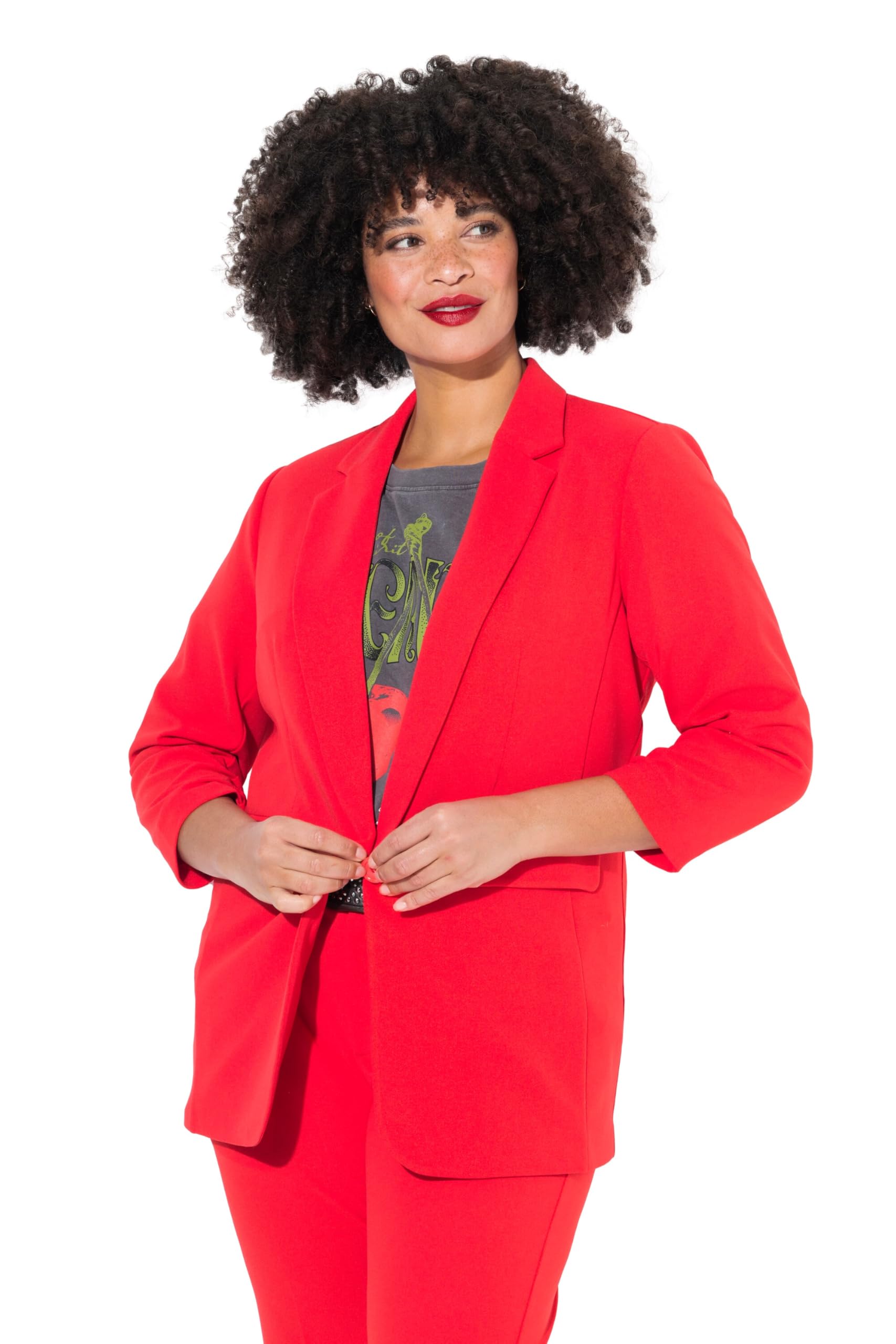 Angel of Style Damen große Größen Übergrößen Plus Size Blazer, offene Form, Reverskragen, Langarm 830286
