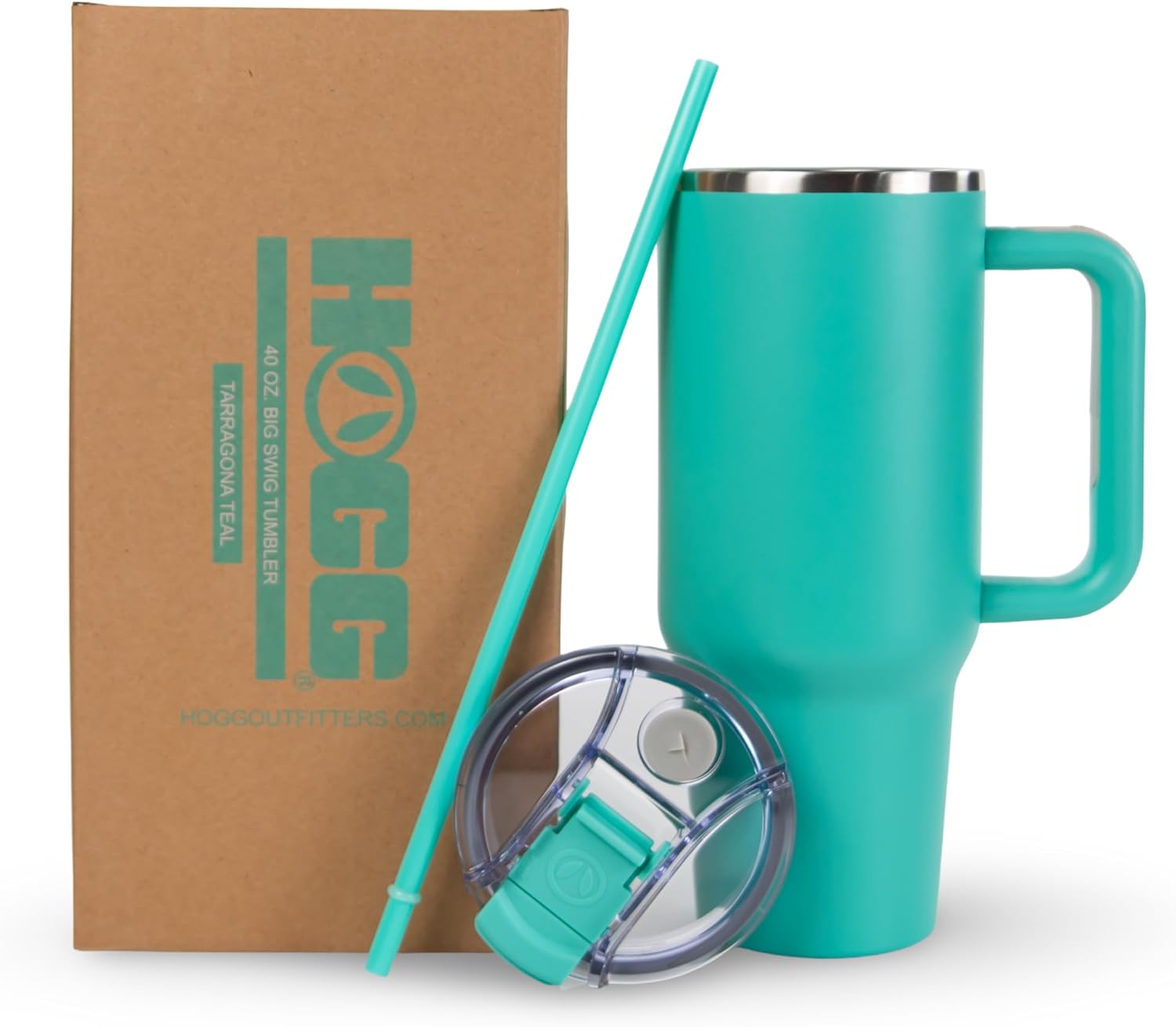 Hogg Big Swig 40 oz Tumbler with Handle and Straw - Tarragona Teal, 40oz Insulated Stainless Steel, Water Tumbler with Straw, Water Cup with Handle, Versatile Leak Proof Lid - Image 7