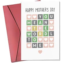 Pawzity Mothers Day Cards for Mom from Daughter, Son, Kids - Happy Mother's Day Card for Bonus Step Mom, Mothers In Law - Funny You Mean The World to Me Mother's Cards - Single 5.3''x 8'' Folded Card